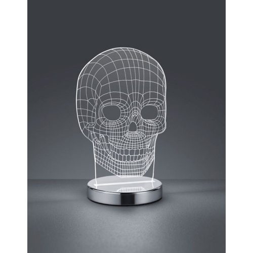 Skull asztali lámpa króm, átlátszó LED 600lm 3000-6500K