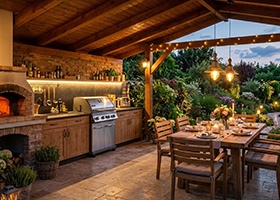 Kerti konyha falusias kertben – világítási és tervezési ötletek